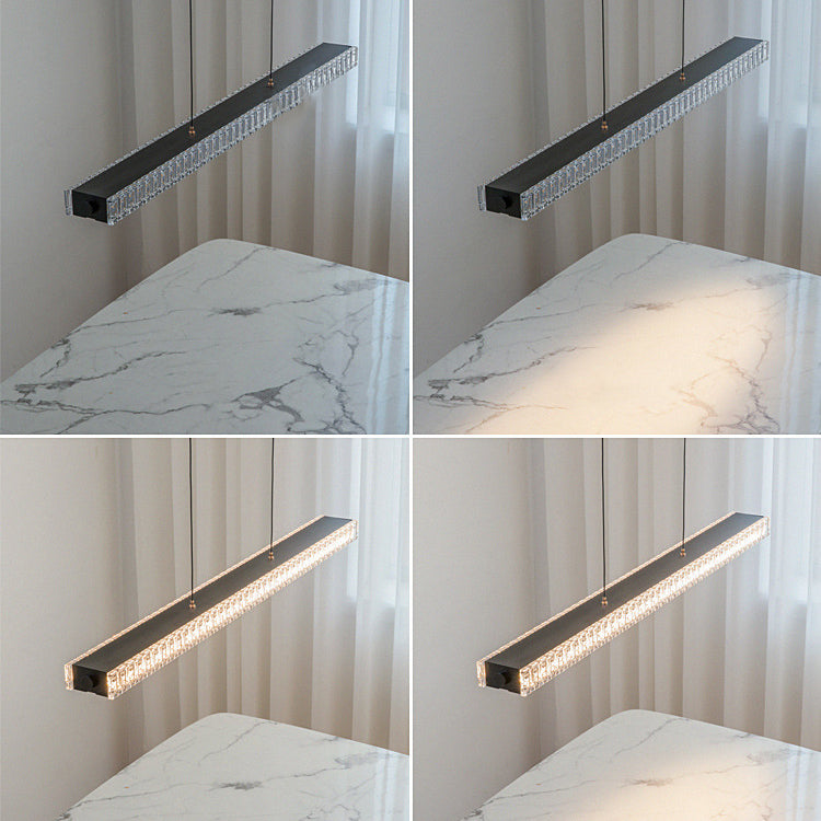 Sleek Aluminum Acrylic Linear LED Chandelier for Dining Room Island