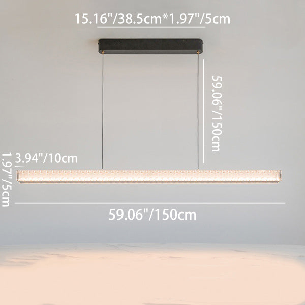 Sleek Aluminum Acrylic Linear LED Chandelier for Dining Room Island