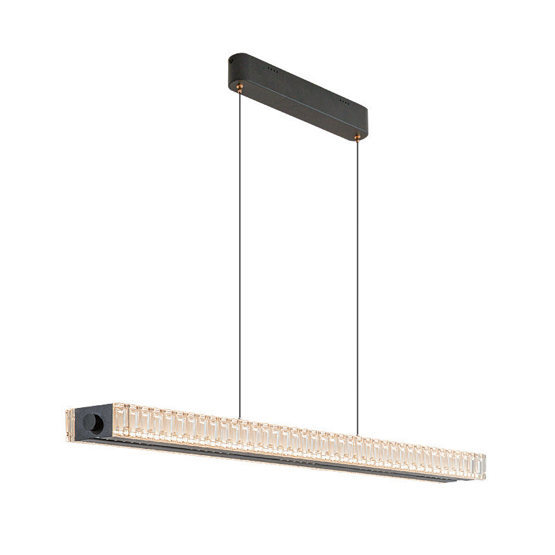 Sleek Aluminum Acrylic Linear LED Chandelier for Dining Room Island