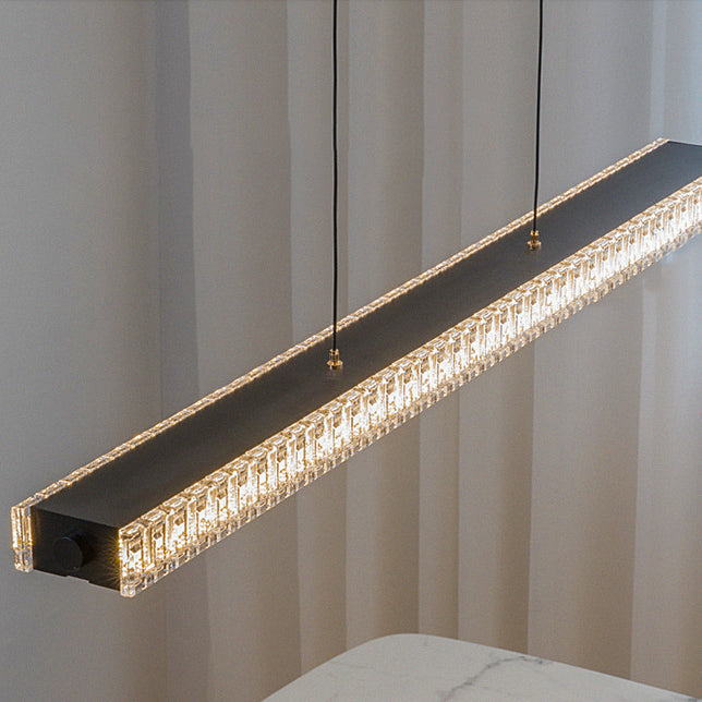 Sleek Aluminum Acrylic Linear LED Chandelier for Dining Room Island