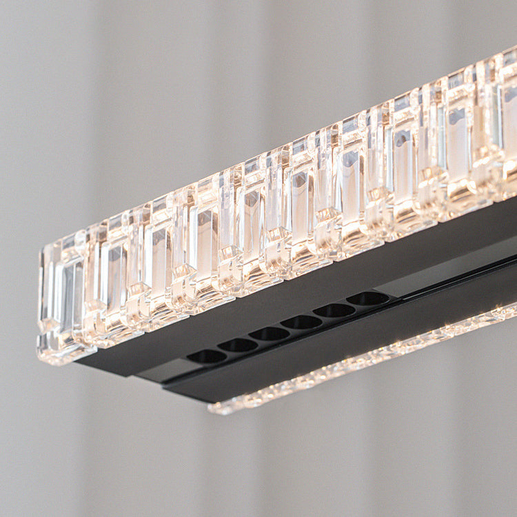 Sleek Aluminum Acrylic Linear LED Chandelier for Dining Room Island