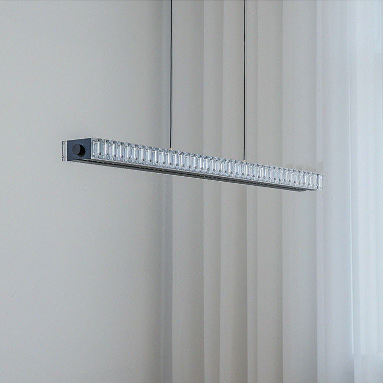 Sleek Aluminum Acrylic Linear LED Chandelier for Dining Room Island