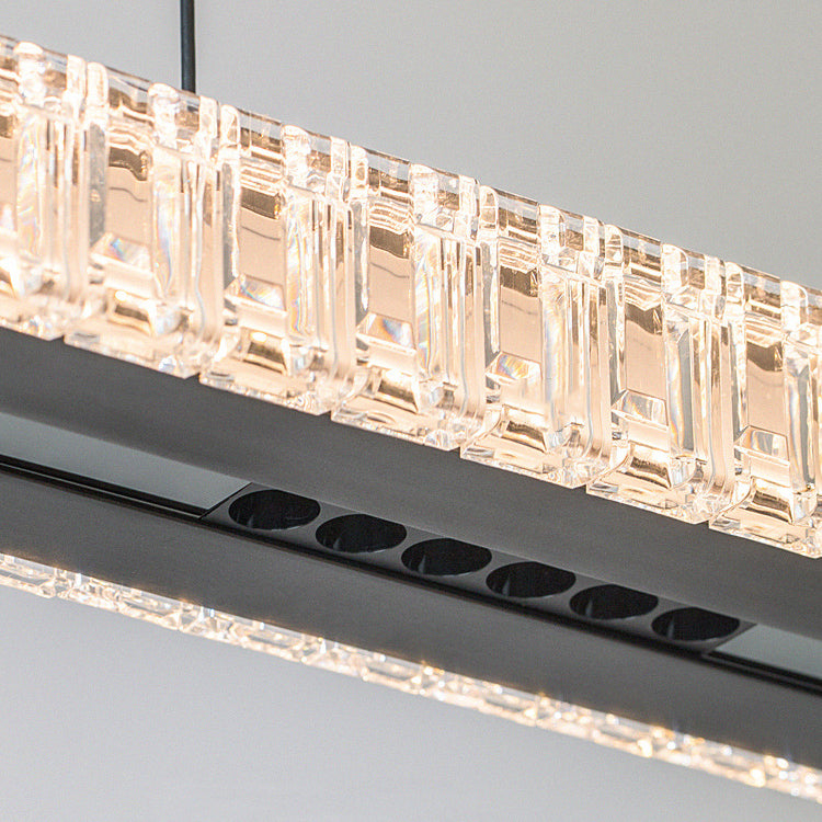 Sleek Aluminum Acrylic Linear LED Chandelier for Dining Room Island