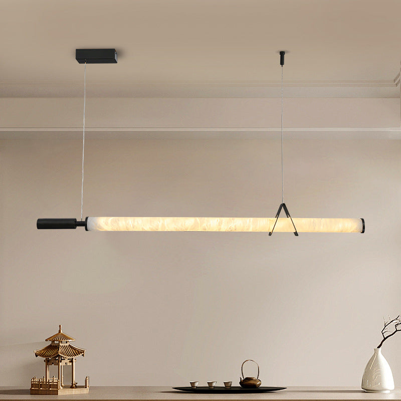 Stylish Marble Copper Cylindrical LED Chandelier for Modern Living Rooms