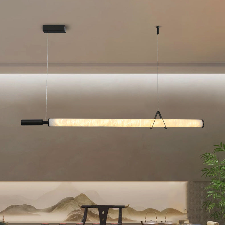 Stylish Marble Copper Cylindrical LED Chandelier for Modern Living Rooms