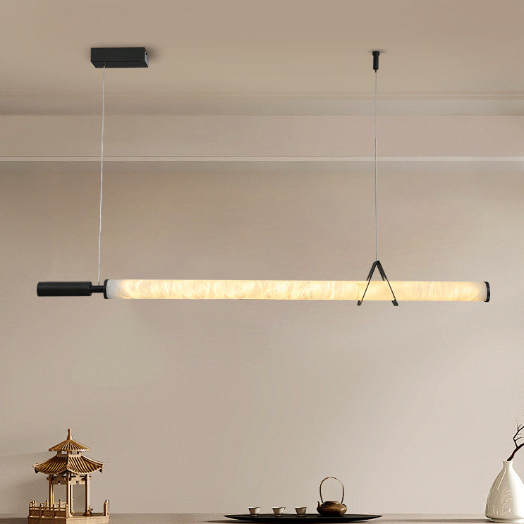 Stylish Marble Copper Cylindrical LED Chandelier for Modern Living Rooms