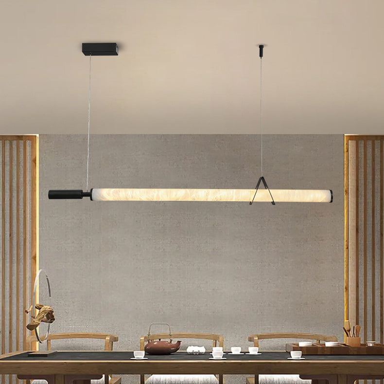 Stylish Marble Copper Cylindrical LED Chandelier for Modern Living Rooms