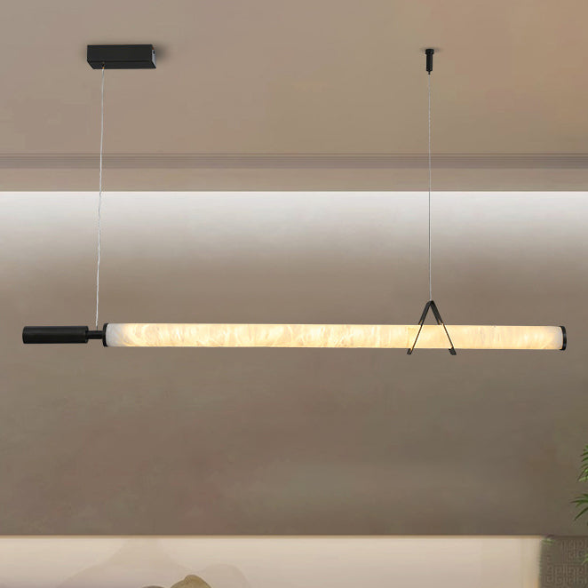 Stylish Marble Copper Cylindrical LED Chandelier for Modern Living Rooms