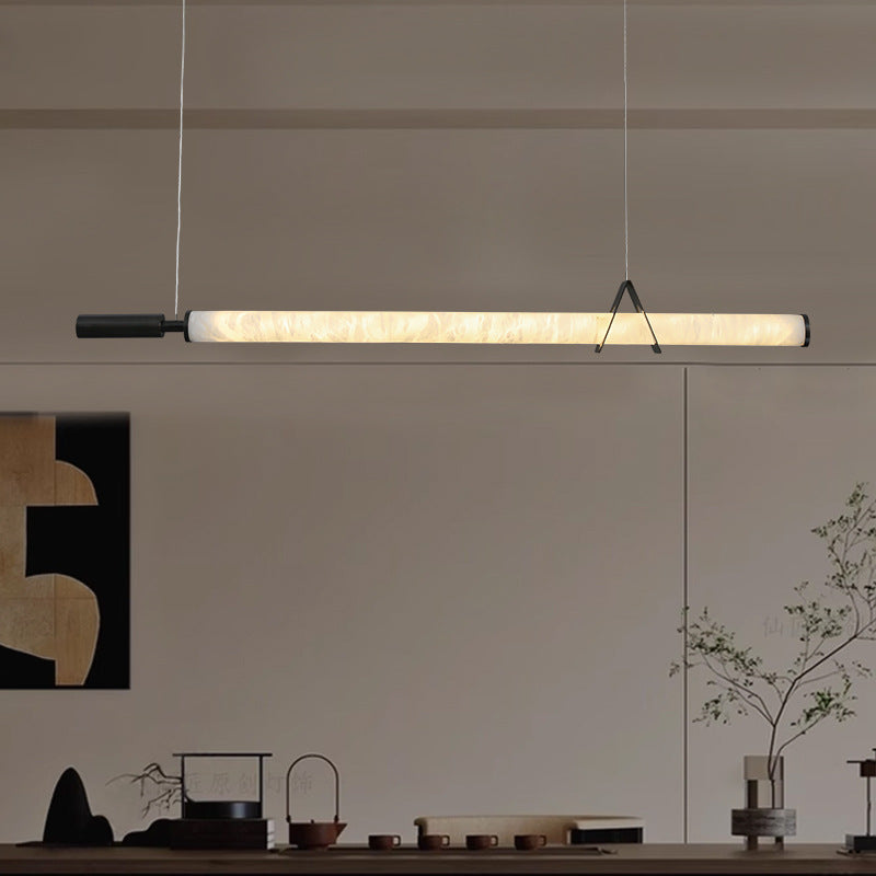 Stylish Marble Copper Cylindrical LED Chandelier for Modern Living Rooms