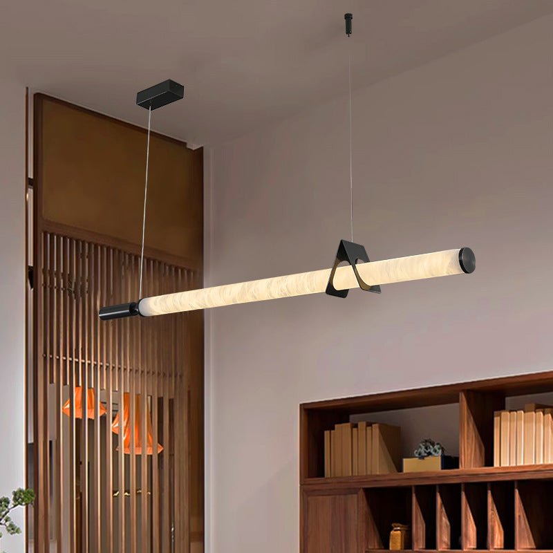 Stylish Marble Copper Cylindrical LED Chandelier for Modern Living Rooms