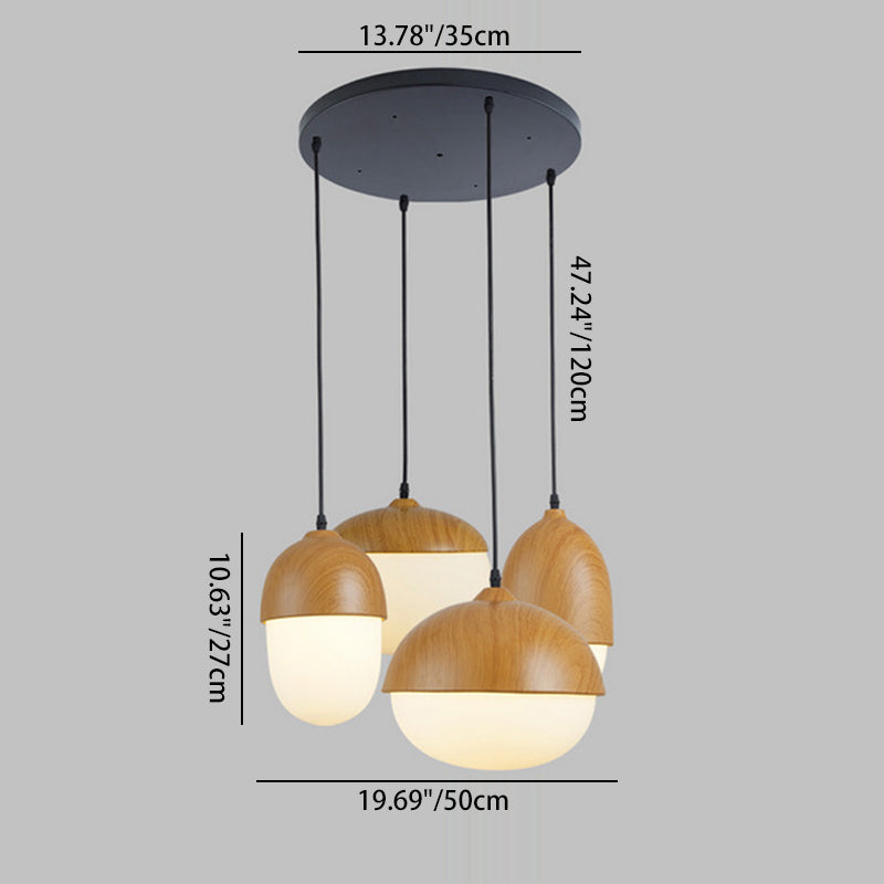 Scandinavian Nut Glass & Iron 4-Light Island Chandelier for Bedroom