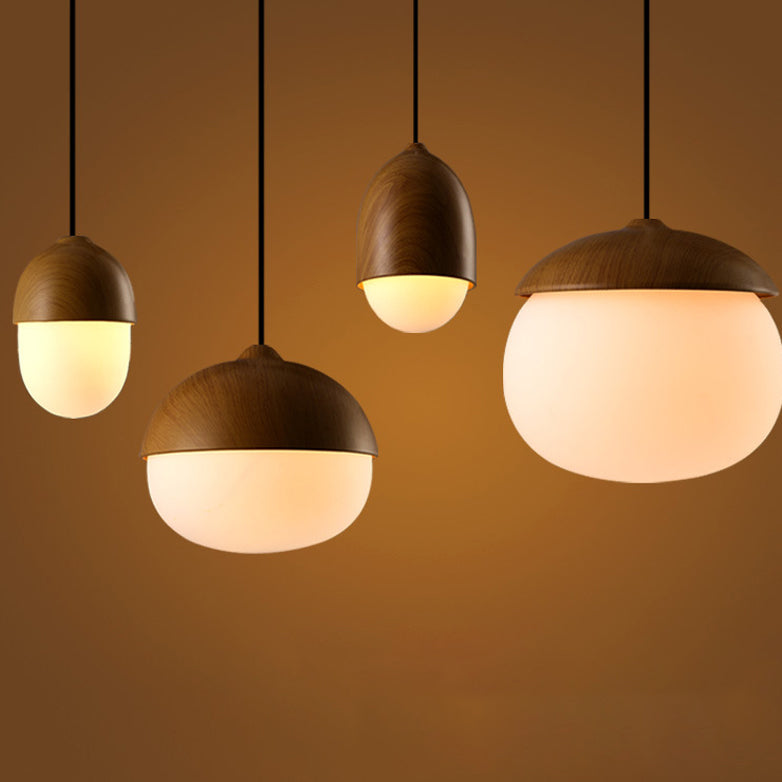 Scandinavian Nut Glass & Iron 4-Light Island Chandelier for Bedroom