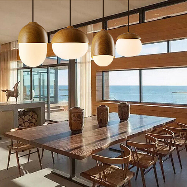 Scandinavian Nut Glass & Iron 4-Light Island Chandelier for Bedroom