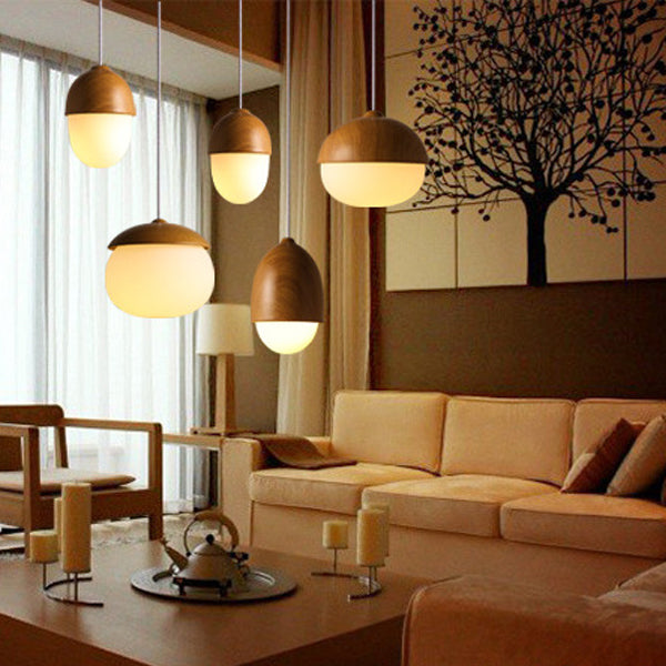 Scandinavian Nut Glass & Iron 4-Light Island Chandelier for Bedroom
