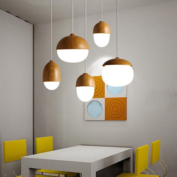 Scandinavian Nut Glass & Iron 4-Light Island Chandelier for Bedroom