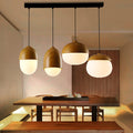Scandinavian Nut Glass & Iron 4-Light Island Chandelier for Bedroom