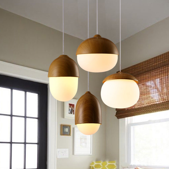 Scandinavian Nut Glass & Iron 4-Light Island Chandelier for Bedroom