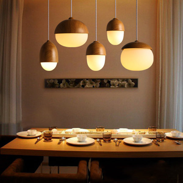 Scandinavian Nut Glass & Iron 4-Light Island Chandelier for Bedroom