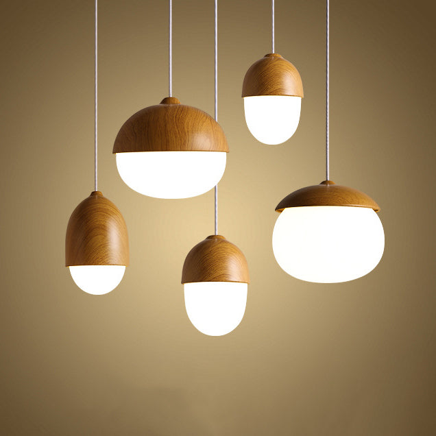 Scandinavian Nut Glass & Iron 4-Light Island Chandelier for Bedroom