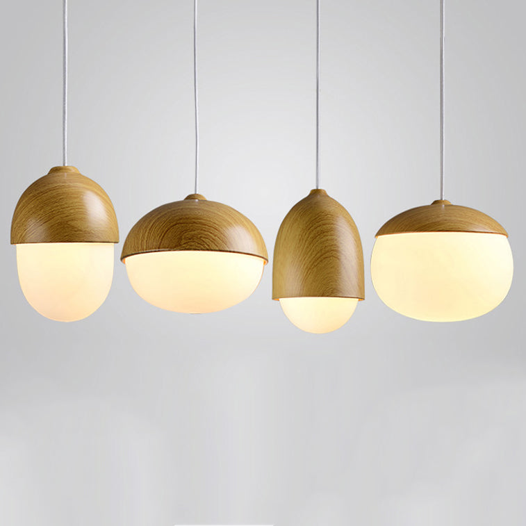 Scandinavian Nut Glass & Iron 4-Light Island Chandelier for Bedroom
