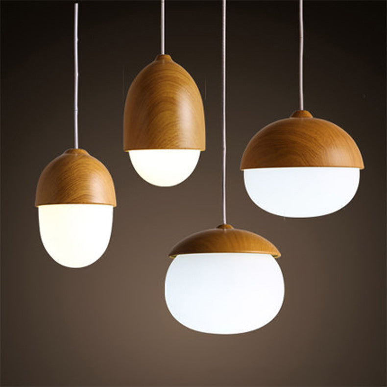 Scandinavian Nut Glass & Iron 4-Light Island Chandelier for Bedroom
