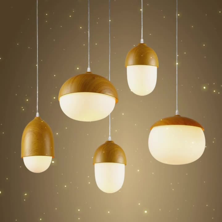 Scandinavian Nut Glass & Iron 4-Light Island Chandelier for Bedroom