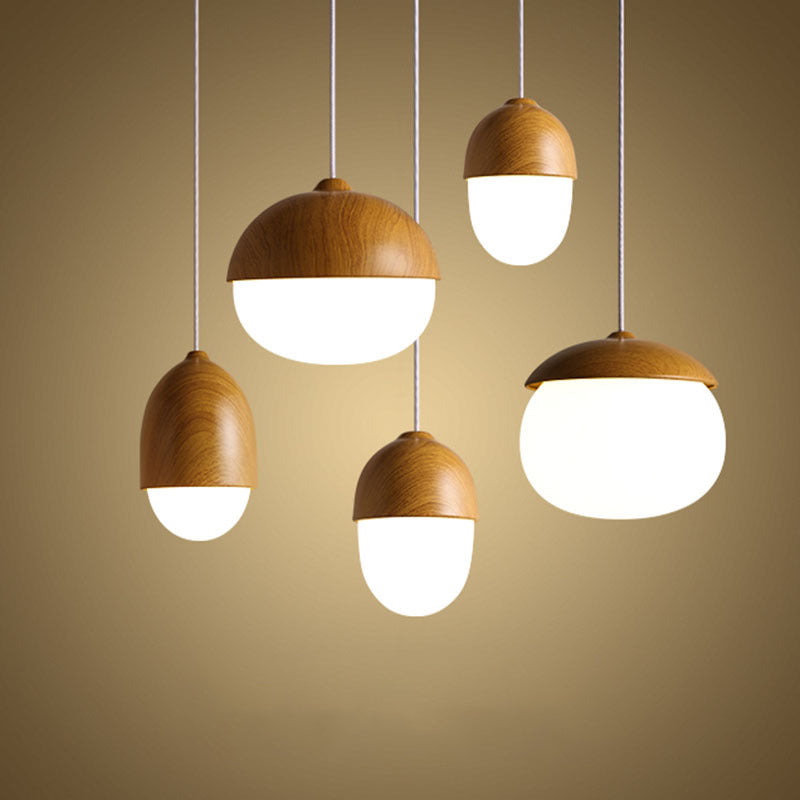 Scandinavian Nut Glass & Iron 4-Light Island Chandelier for Bedroom