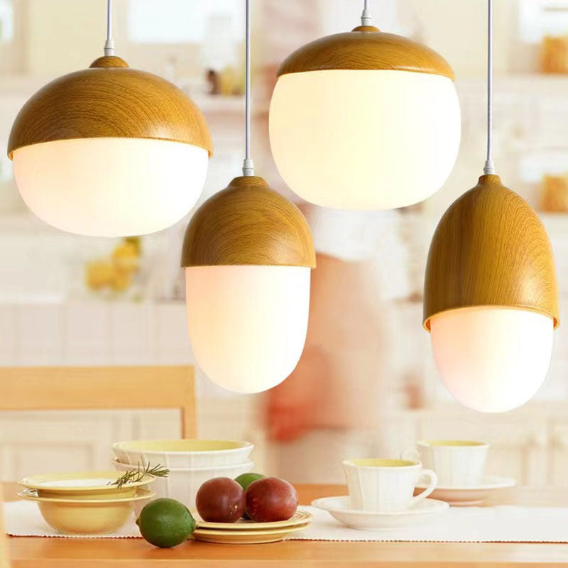 Scandinavian Nut Glass & Iron 4-Light Island Chandelier for Bedroom