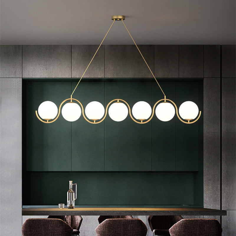 Modern Minimalist Iron & Glass Round Chandelier for Dining Room Island