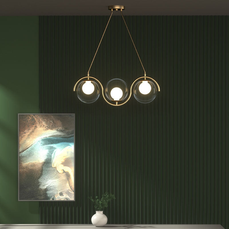 Modern Minimalist Iron & Glass Round Chandelier for Dining Room Island