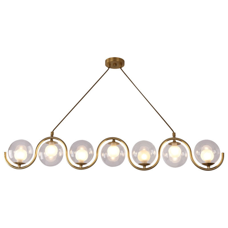 Modern Minimalist Iron & Glass Round Chandelier for Dining Room Island