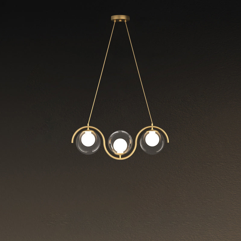 Modern Minimalist Iron & Glass Round Chandelier for Dining Room Island