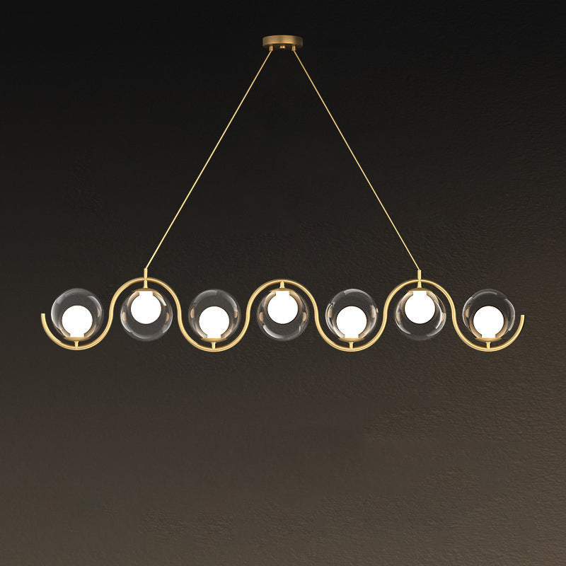 Modern Minimalist Iron & Glass Round Chandelier for Dining Room Island