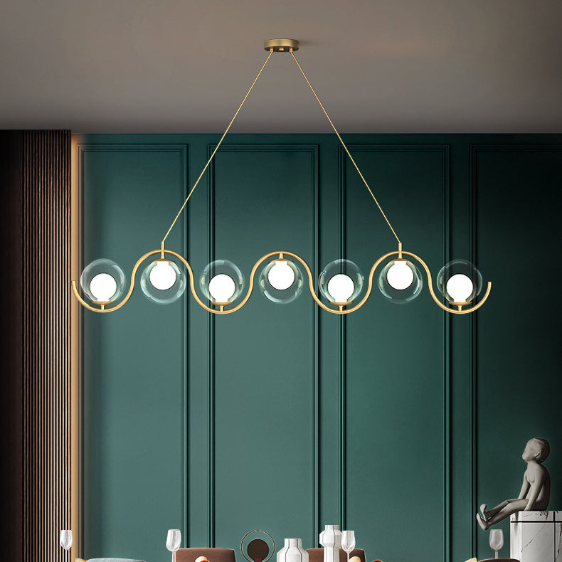 Modern Minimalist Iron & Glass Round Chandelier for Dining Room Island
