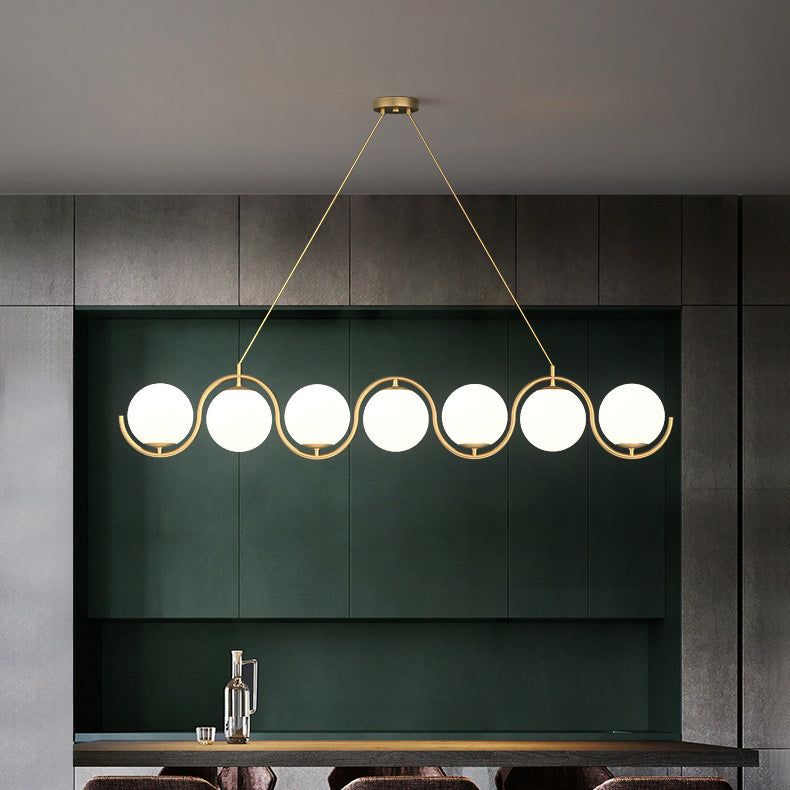 Modern Minimalist Iron & Glass Round Chandelier for Dining Room Island