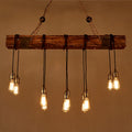Rustic Vintage Wooden Iron 10-Light Adjustable Chandelier for Living Room