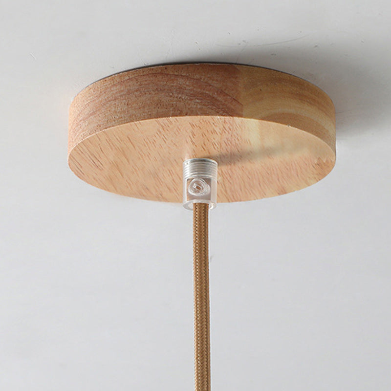 Elegant Japanese Wood & Glass Oval Chandelier for Dining & Living Room