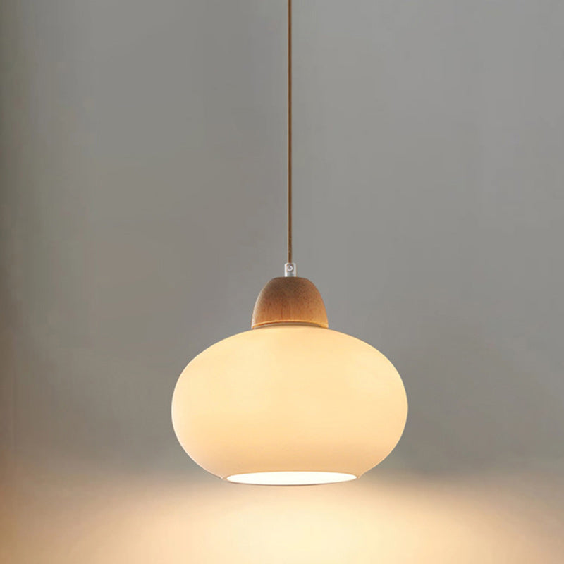 Elegant Japanese Wood & Glass Oval Chandelier for Dining & Living Room