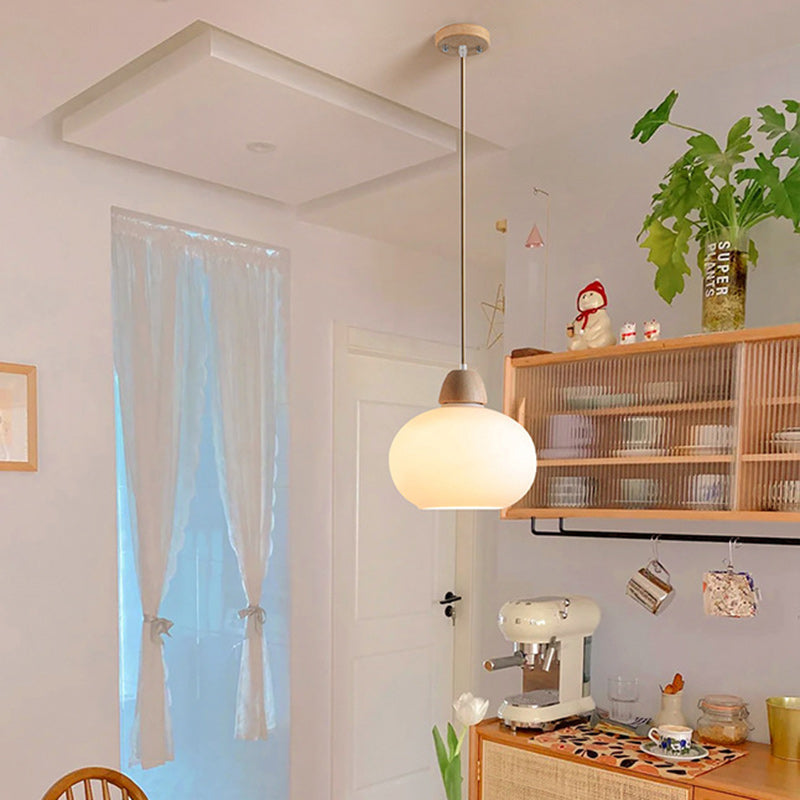 Elegant Japanese Wood & Glass Oval Chandelier for Dining & Living Room