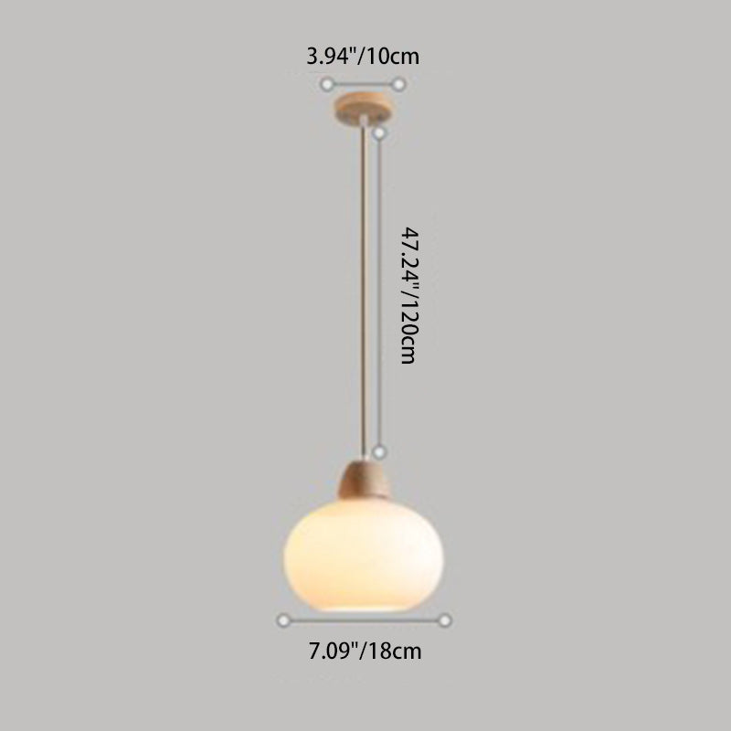 Elegant Japanese Wood & Glass Oval Chandelier for Dining & Living Room
