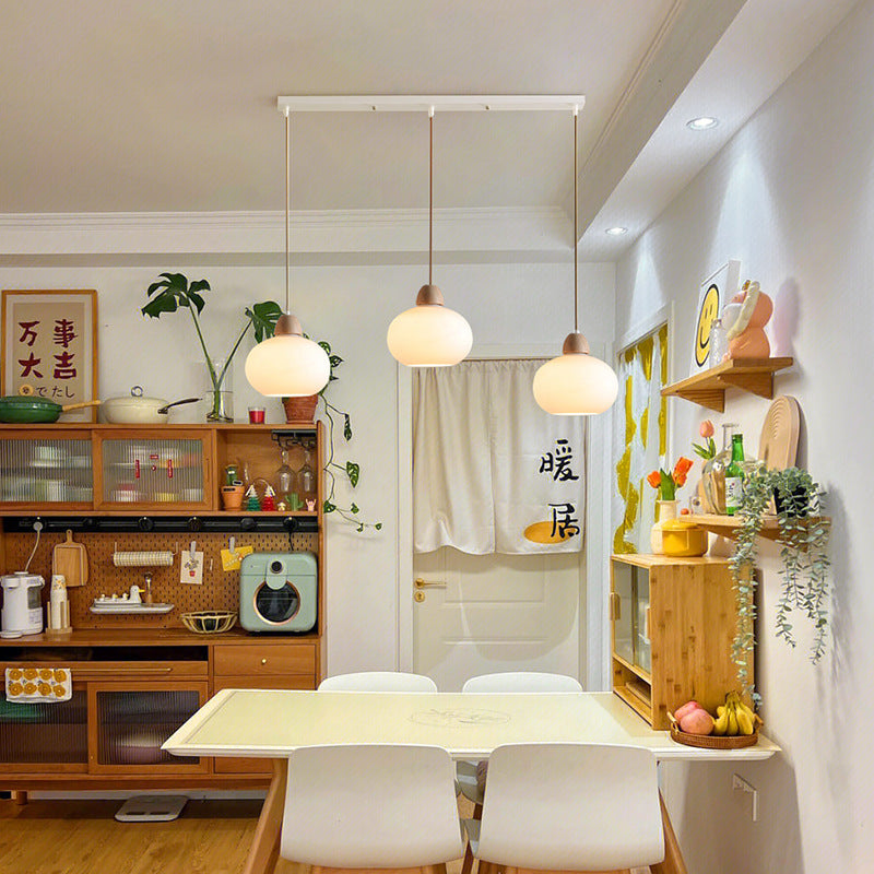 Elegant Japanese Wood & Glass Oval Chandelier for Dining & Living Room