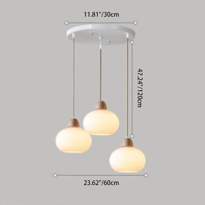 Elegant Japanese Wood & Glass Oval Chandelier for Dining & Living Room
