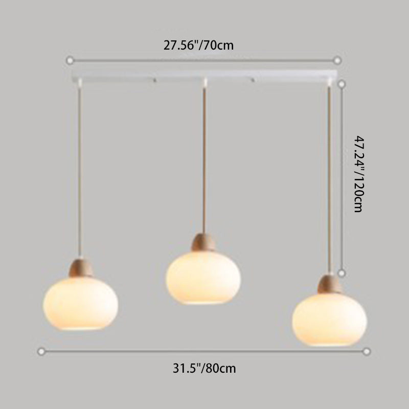 Elegant Japanese Wood & Glass Oval Chandelier for Dining & Living Room
