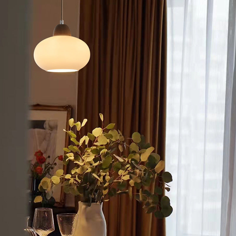 Elegant Japanese Wood & Glass Oval Chandelier for Dining & Living Room