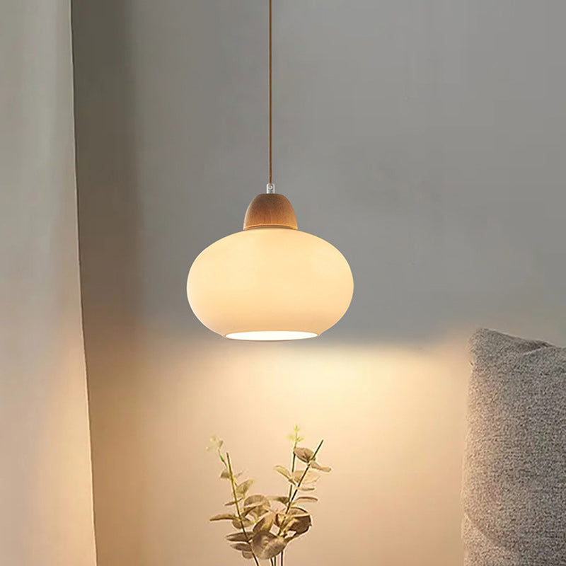 Elegant Japanese Wood & Glass Oval Chandelier for Dining & Living Room