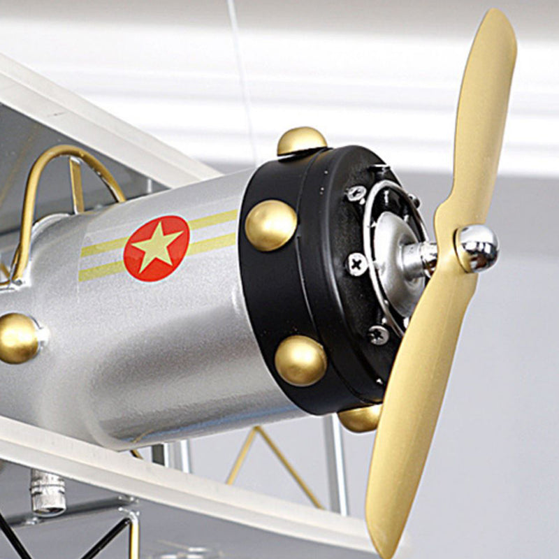 Modern Blue Iron & Acrylic Airplane LED Chandelier for Kids' Bedroom