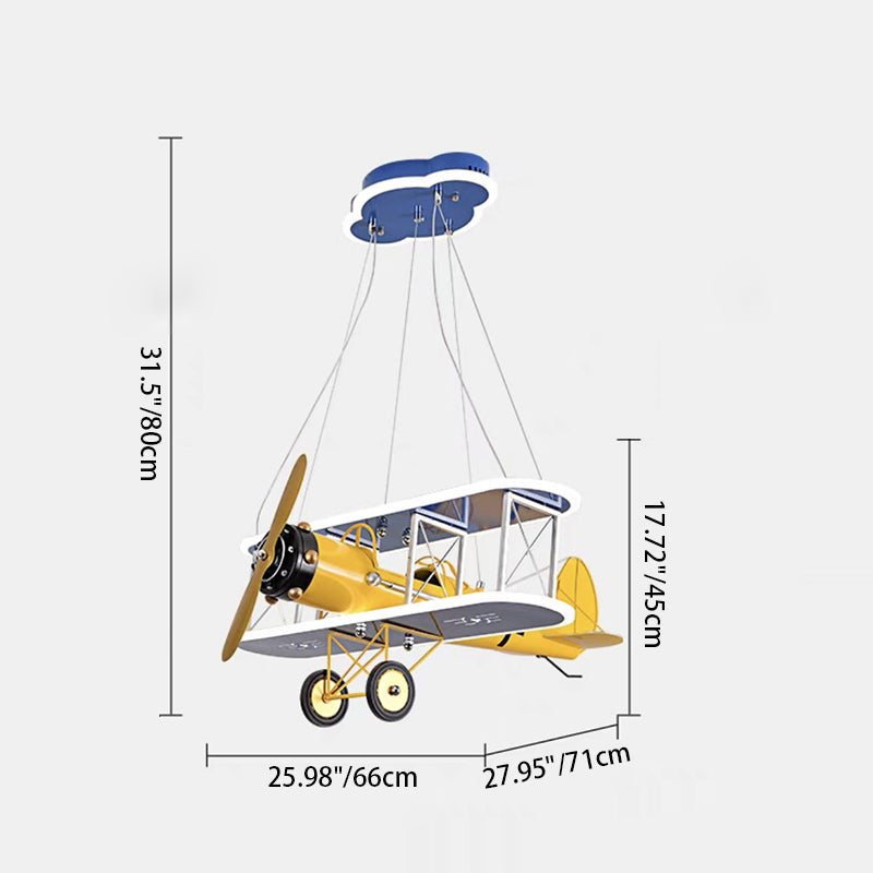 Modern Blue Iron & Acrylic Airplane LED Chandelier for Kids' Bedroom