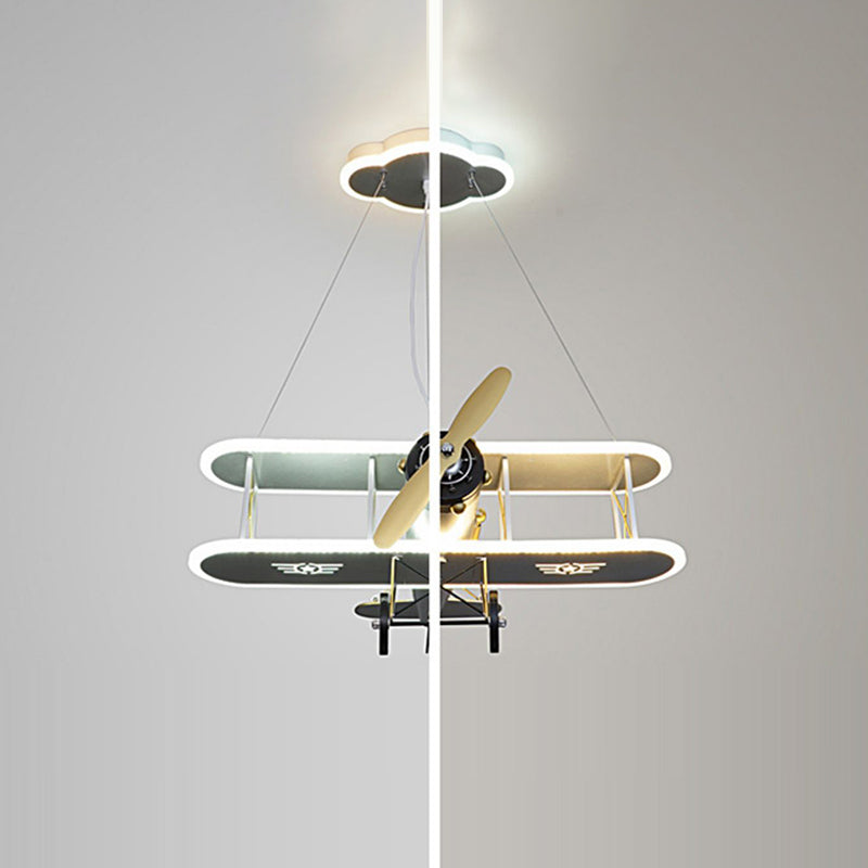 Modern Blue Iron & Acrylic Airplane LED Chandelier for Kids' Bedroom