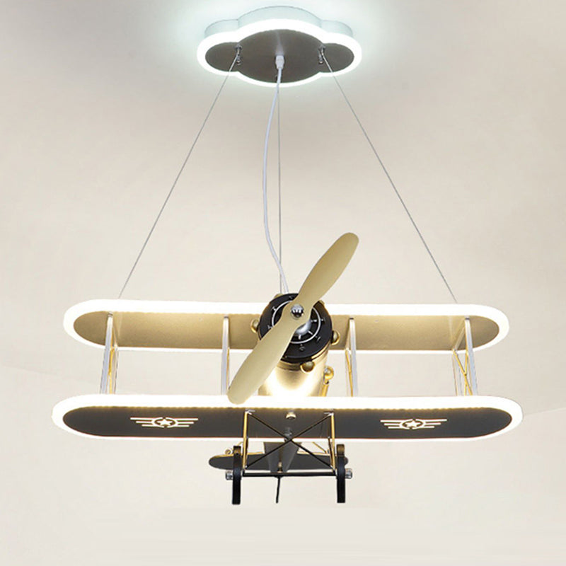 Modern Blue Iron & Acrylic Airplane LED Chandelier for Kids' Bedroom