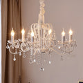 Elegant French Arched Crystal Chandelier with Candle-Style Tassels, 6-12 Lights for Bedroom & Living Room